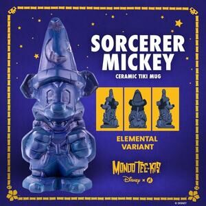 RARE Fantasia Sorcerer Mickey MONDO Tee-Kis Tiki Mug Blue Element Variant 300